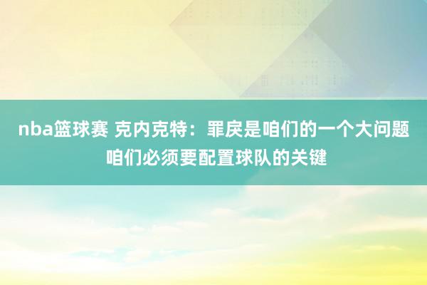 nba篮球赛 克内克特：罪戾是咱们的一个大问题 咱们必须要配置球队的关键