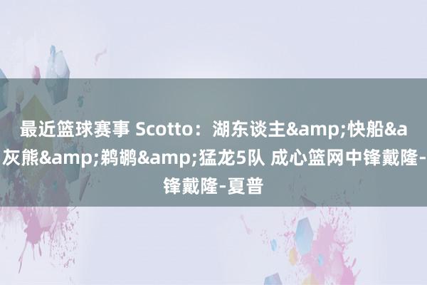 最近篮球赛事 Scotto：湖东谈主&快船&灰熊&鹈鹕&猛龙5队 成心篮网中锋戴隆-夏普